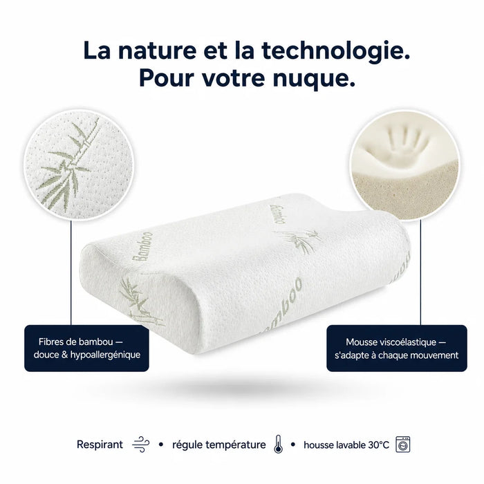 Oreiller à mémoire de forme bambou