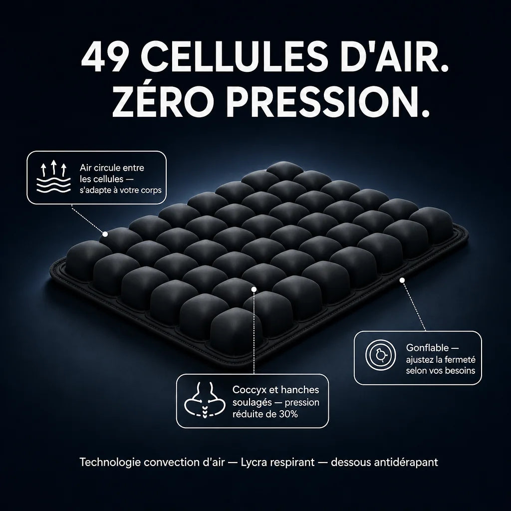 Coussin de siège ergonomique noir