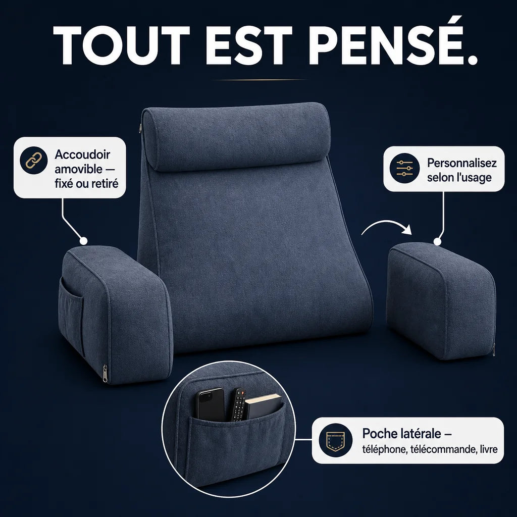 Coussin de lecture avec accoudoirs