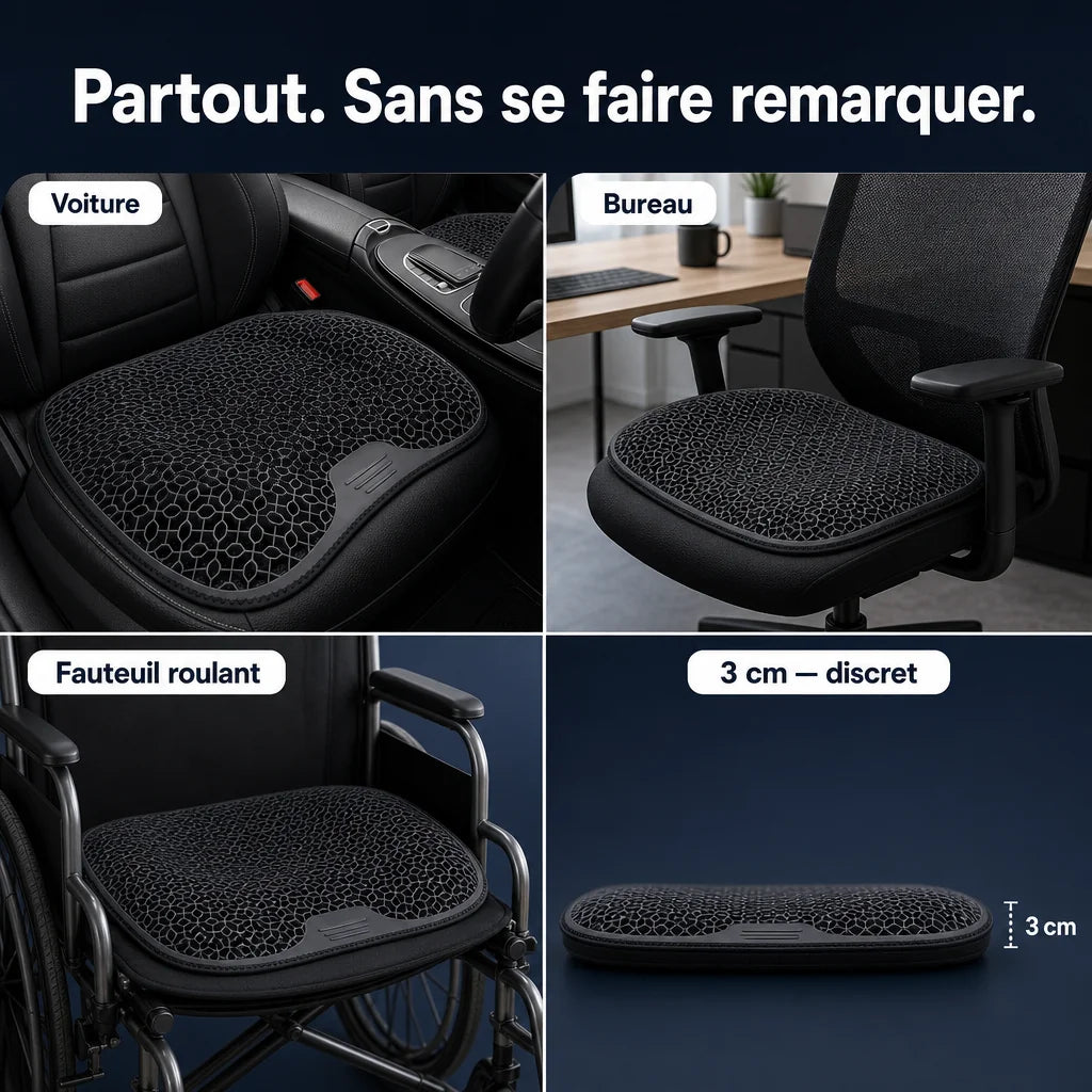 Coussin d’assise en gel noir