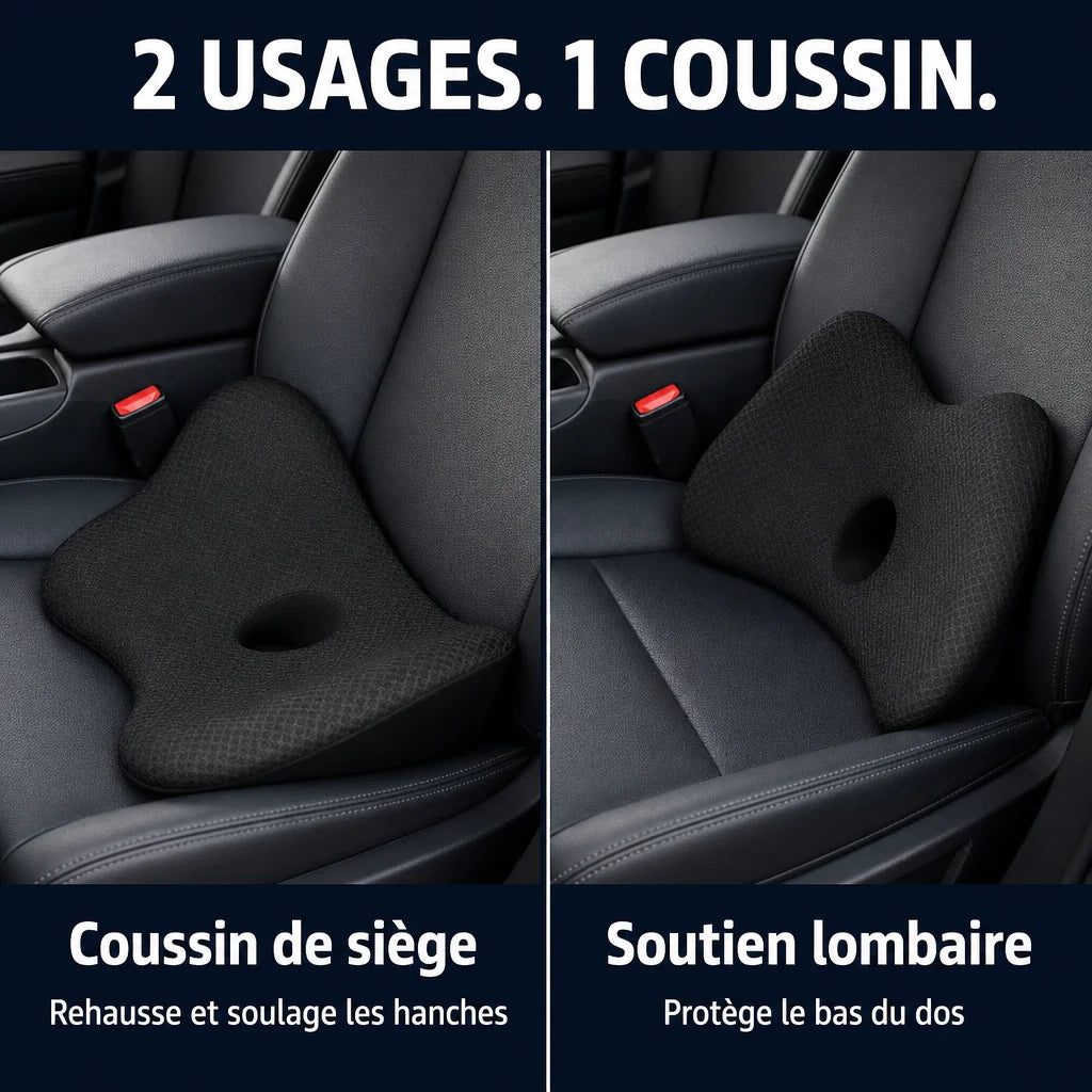 Coussin lombaire noir pour voiture