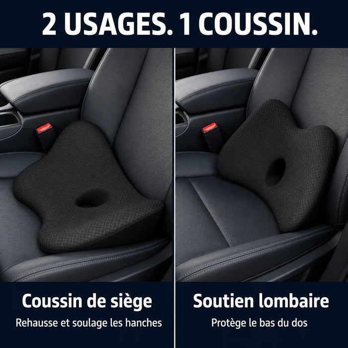 Coussin lombaire noir pour voiture