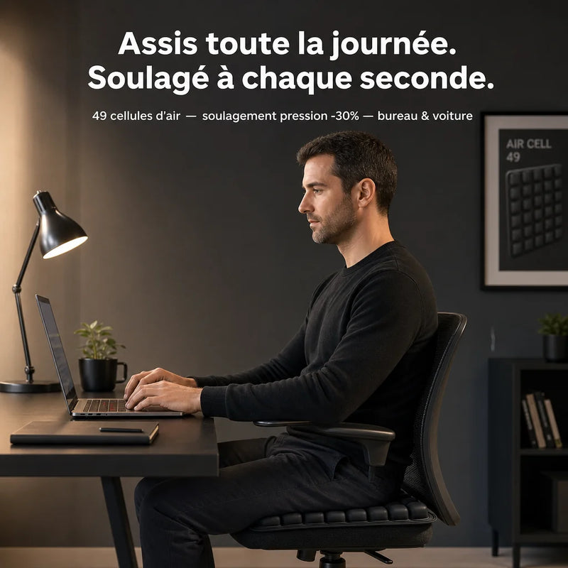 Coussin de siège ergonomique noir