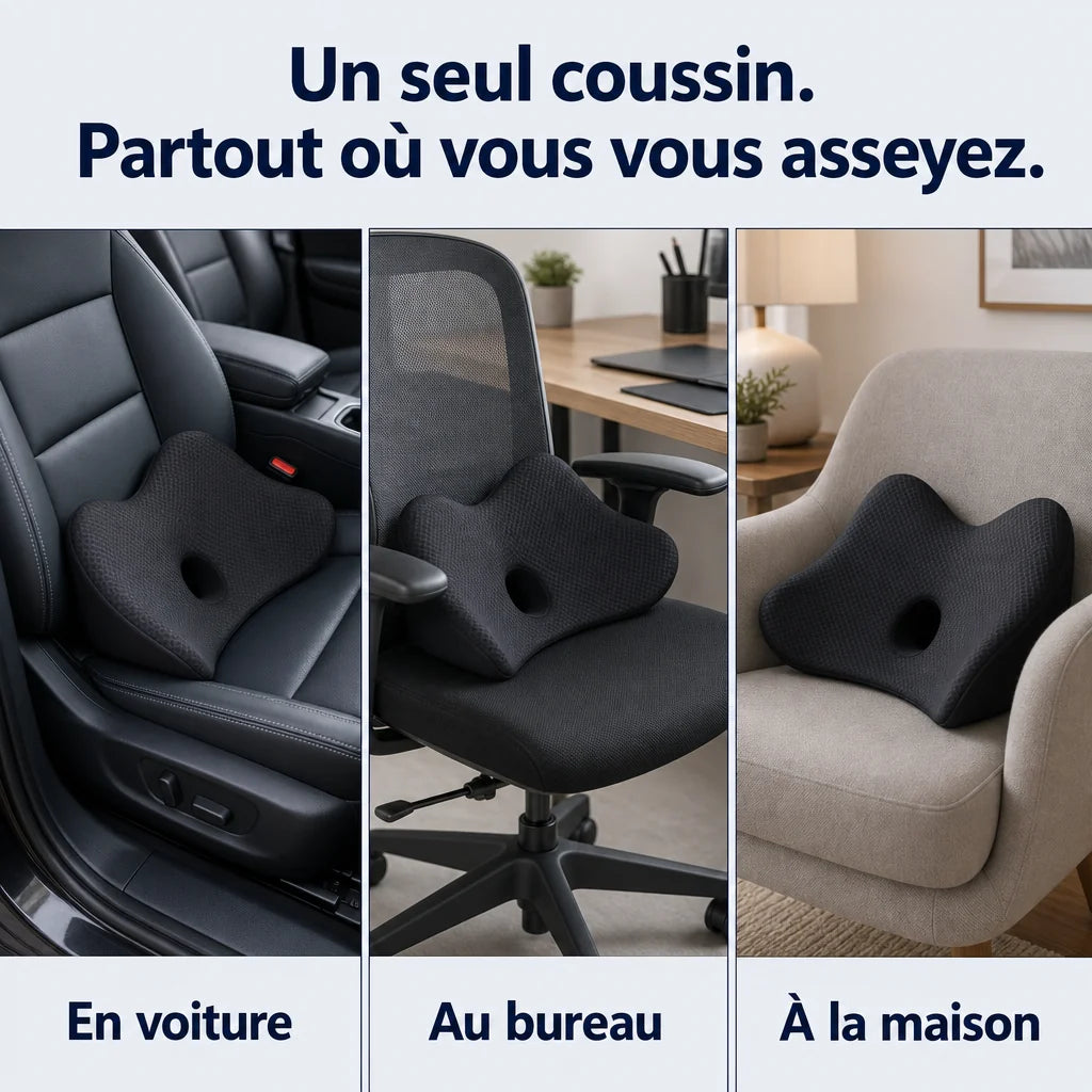 Coussin lombaire noir pour voiture
