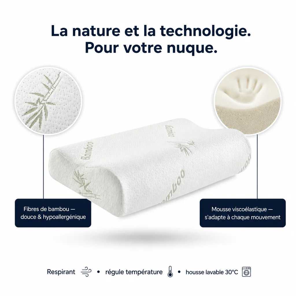 Oreiller à mémoire de forme bambou