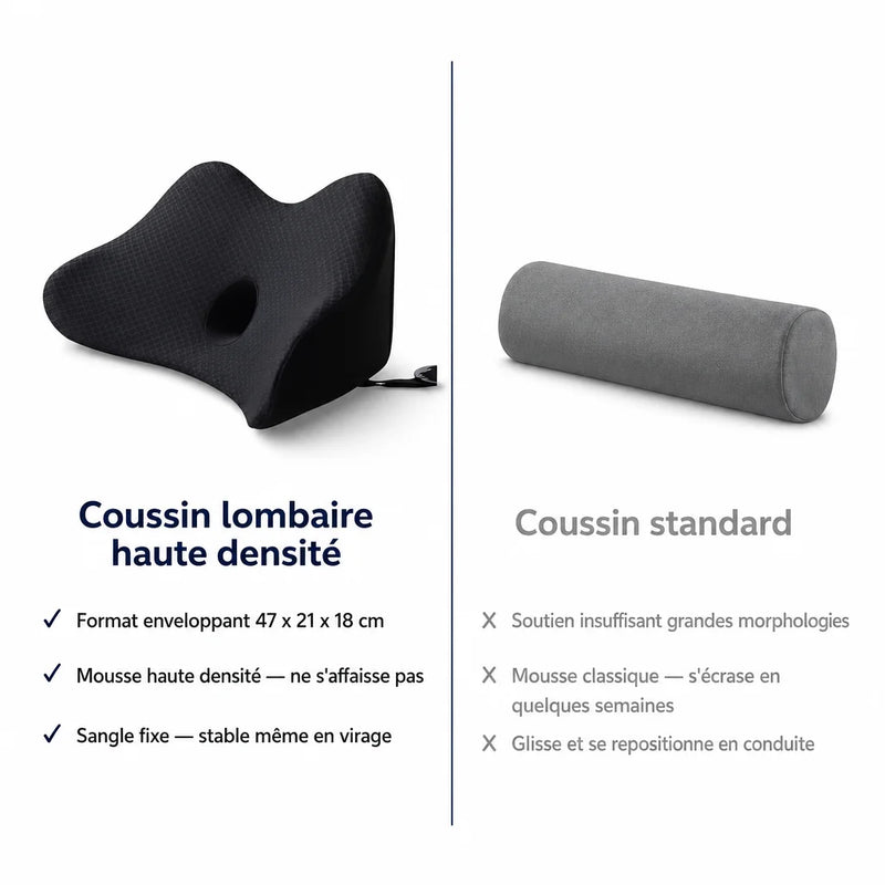 Coussin lombaire noir pour voiture