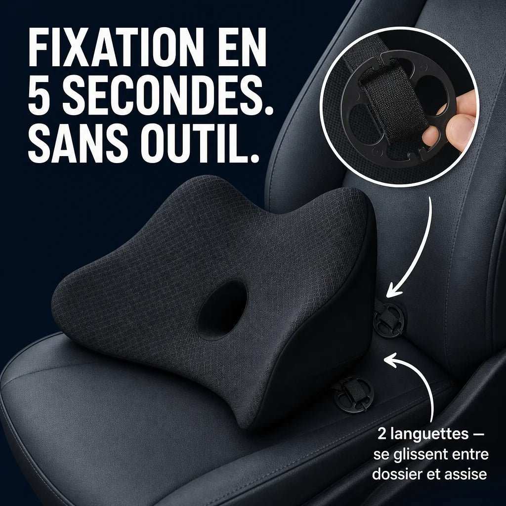 Coussin lombaire noir pour voiture