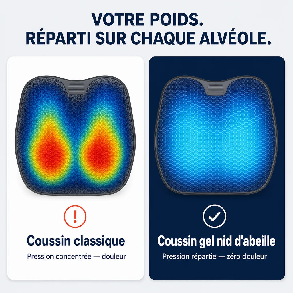 Coussin d’assise en gel noir