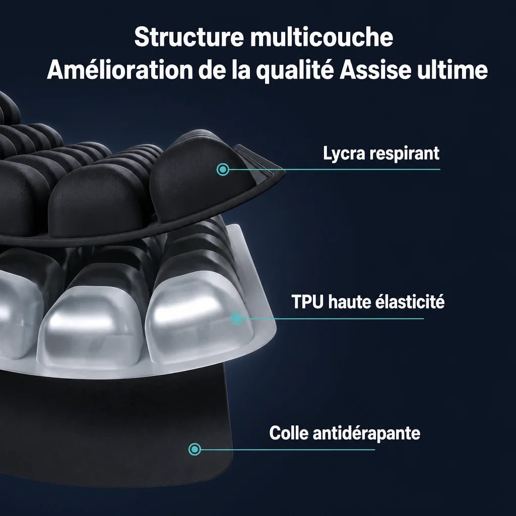 Coussin de siège ergonomique noir
